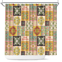 Mele Kalikimaka Hawaii Christmas Shower Curtain Melemele Mama Seamless Floral Motif - Polynesian Pride