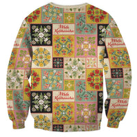 Mele Kalikimaka Hawaii Christmas Sweatshirt Melemele Mama Seamless Floral Motif - Polynesian Pride
