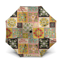 Mele Kalikimaka Hawaii Christmas Umbrella Melemele Mama Seamless Floral Motif LT9 One Size Folded 11.42 inch Opened Diameter 37.4 inch Beige - Polynesian Pride