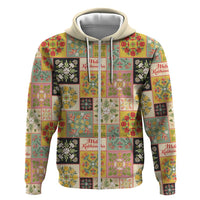 Mele Kalikimaka Hawaii Christmas Zip Hoodie Melemele Mama Seamless Floral Motif - Polynesian Pride