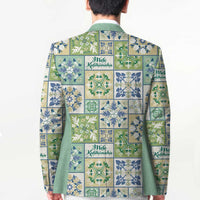 Mele Kalikimaka Hawaii Christmas Blazer Omaomao Seamless Floral Motif - Polynesian Pride