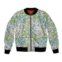 Mele Kalikimaka Hawaii Christmas Bomber Jacket Omaomao Seamless Floral Motif - Polynesian Pride