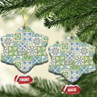 Mele Kalikimaka Hawaii Christmas Ceramic Ornament Omaomao Seamless Floral Motif - Polynesian Pride