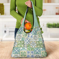 Mele Kalikimaka Hawaii Christmas Grocery Bag Omaomao Seamless Floral Motif - Polynesian Pride