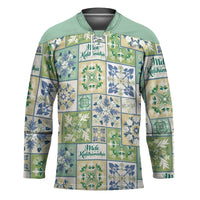 Mele Kalikimaka Hawaii Christmas Hockey Jersey Omaomao Seamless Floral Motif - Polynesian Pride