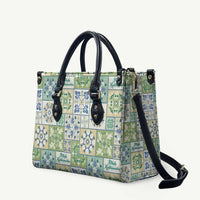Mele Kalikimaka Hawaii Christmas Leather Bag Omaomao Seamless Floral Motif - Polynesian Pride