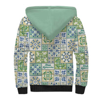 Mele Kalikimaka Hawaii Christmas Sherpa Hoodie Omaomao Seamless Floral Motif - Polynesian Pride