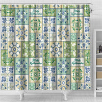 Mele Kalikimaka Hawaii Christmas Shower Curtain Omaomao Seamless Floral Motif - Polynesian Pride