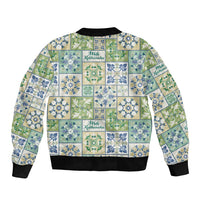 Mele Kalikimaka Hawaii Christmas Sleeve Zip Bomber Jacket Omaomao Seamless Floral Motif LT9 - Polynesian Pride