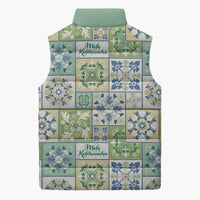 Mele Kalikimaka Hawaii Christmas Sleeveless Puffer Jacket Omaomao Seamless Floral Motif - Polynesian Pride