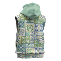 Mele Kalikimaka Hawaii Christmas Sleeveless Zip Hoodie Omaomao Seamless Floral Motif - Polynesian Pride