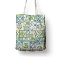 Mele Kalikimaka Hawaii Christmas Tote Bag Omaomao Seamless Floral Motif - Polynesian Pride