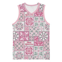 Mele Kalikimaka Hawaii Christmas Basketball Jersey Akala Seamless Floral Motif - Polynesian Pride