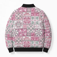 Mele Kalikimaka Hawaii Christmas Bomber Puffer Jacket Akala Seamless Floral Motif - Polynesian Pride