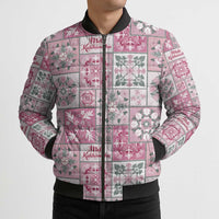 Mele Kalikimaka Hawaii Christmas Bomber Puffer Jacket Akala Seamless Floral Motif - Polynesian Pride