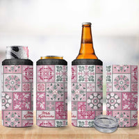 Mele Kalikimaka Hawaii Christmas 4 in 1 Can Cooler Tumbler Akala Seamless Floral Motif - Polynesian Pride