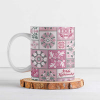 Mele Kalikimaka Hawaii Christmas Ceramic Mug Akala Seamless Floral Motif LT9 Pink - Polynesian Pride