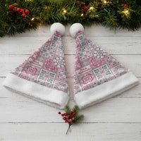 Mele Kalikimaka Hawaii Christmas Santa Hat Akala Seamless Floral Motif - Polynesian Pride