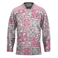 Mele Kalikimaka Hawaii Christmas Hockey Jersey Akala Seamless Floral Motif - Polynesian Pride