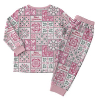 Mele Kalikimaka Hawaii Christmas Pajama Set Akala Seamless Floral Motif - Polynesian Pride