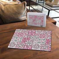 Mele Kalikimaka Hawaii Christmas Puzzle Akala Seamless Floral Motif - Polynesian Pride