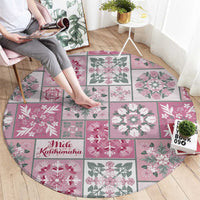 Mele Kalikimaka Hawaii Christmas Round Carpet Akala Seamless Floral Motif - Polynesian Pride