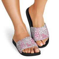 Mele Kalikimaka Hawaii Christmas Slide Sandals Akala Seamless Floral Motif - Polynesian Pride