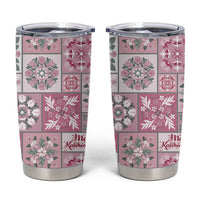 Mele Kalikimaka Hawaii Christmas Tumbler Cup Akala Seamless Floral Motif LT9 Pink - Polynesian Pride