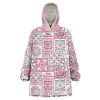 Mele Kalikimaka Hawaii Christmas Wearable Blanket Hoodie Akala Seamless Floral Motif - Polynesian Pride