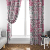 Mele Kalikimaka Hawaii Christmas Window Curtain Akala Seamless Floral Motif - Polynesian Pride