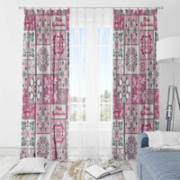 Mele Kalikimaka Hawaii Christmas Window Curtain Akala Seamless Floral Motif - Polynesian Pride