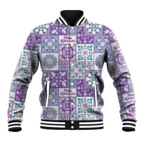 Mele Kalikimaka Hawaii Christmas Baseball Jacket Poni Seamless Floral Motif - Polynesian Pride