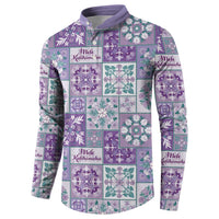 Mele Kalikimaka Hawaii Christmas Button Sweatshirt Poni Seamless Floral Motif - Polynesian Pride