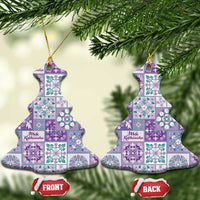 Mele Kalikimaka Hawaii Christmas Ceramic Ornament Poni Seamless Floral Motif - Polynesian Pride