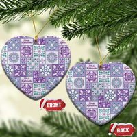 Mele Kalikimaka Hawaii Christmas Ceramic Ornament Poni Seamless Floral Motif - Polynesian Pride