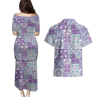 Mele Kalikimaka Hawaii Christmas Couples Matching Puletasi and Hawaiian Shirt Poni Seamless Floral Motif - Polynesian Pride