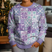 Mele Kalikimaka Hawaii Christmas Kid Ugly Christmas Sweater Poni Seamless Floral Motif - Polynesian Pride