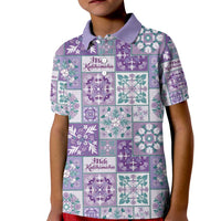 Mele Kalikimaka Hawaii Christmas Kid Polo Shirt Poni Seamless Floral Motif - Polynesian Pride