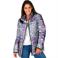 Mele Kalikimaka Hawaii Christmas Padded Jacket Poni Seamless Floral Motif - Polynesian Pride