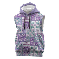 Mele Kalikimaka Hawaii Christmas Sleeveless Hoodie Poni Seamless Floral Motif - Polynesian Pride