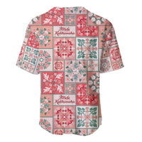 Mele Kalikimaka Hawaii Christmas Baseball Jersey Ulaula Seamless Floral Motif - Polynesian Pride