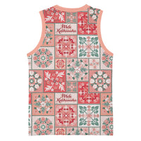 Mele Kalikimaka Hawaii Christmas Basketball Jersey Ulaula Seamless Floral Motif - Polynesian Pride