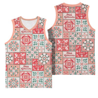 Mele Kalikimaka Hawaii Christmas Basketball Jersey Ulaula Seamless Floral Motif - Polynesian Pride