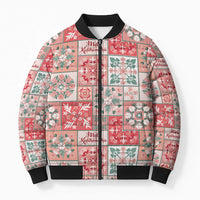 Mele Kalikimaka Hawaii Christmas Bomber Puffer Jacket Ulaula Seamless Floral Motif - Polynesian Pride