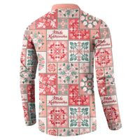 Mele Kalikimaka Hawaii Christmas Button Sweatshirt Ulaula Seamless Floral Motif - Polynesian Pride