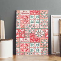 Mele Kalikimaka Hawaii Christmas Canvas Wall Art Ulaula Seamless Floral Motif - Polynesian Pride