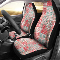 Mele Kalikimaka Hawaii Christmas Car Seat Cover Ulaula Seamless Floral Motif - Polynesian Pride