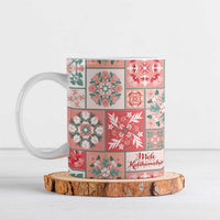 Mele Kalikimaka Hawaii Christmas Ceramic Mug Ulaula Seamless Floral Motif LT9 Red - Polynesian Pride