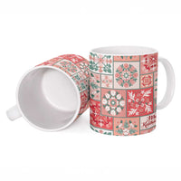Mele Kalikimaka Hawaii Christmas Ceramic Mug Ulaula Seamless Floral Motif LT9 - Polynesian Pride