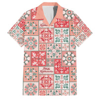 Mele Kalikimaka Hawaii Christmas Family Matching Off The Shoulder Long Sleeve Dress and Hawaiian Shirt Ulaula Seamless Floral Motif - Polynesian Pride